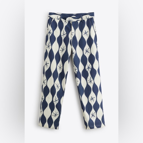 Zara Blue and White Patterned Jeans Summer Wardrobe ‘23 size 32” - Picture 11 of 13